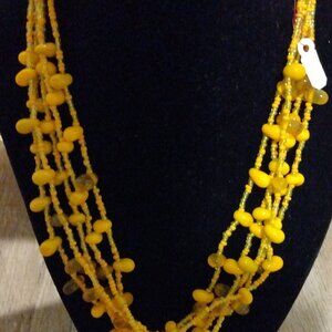 MzSucc3zz Fashion Yellow Seed Beads Statement Necklace Set